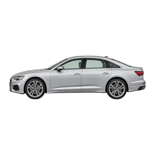 Audi A6 2027 en plateado, vista lateral (mirando a la izquierda)