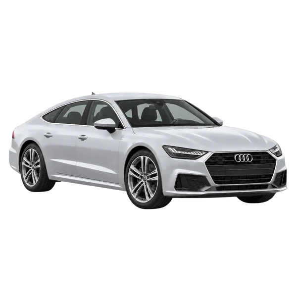 2021 Audi A7 in Silber, Ansicht: Dreiviertelansicht vorne (nach rechts)