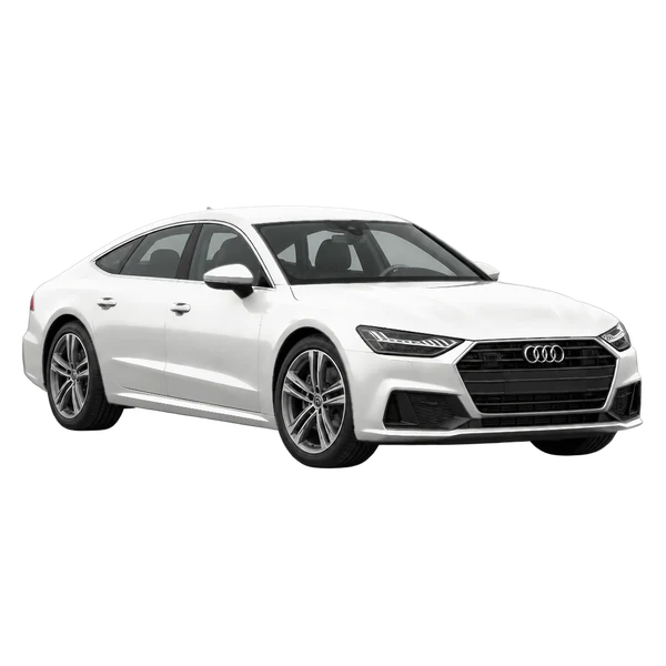 ホワイトの2021 Audi A7(フロントスリークォーター(左向き)ビュー)