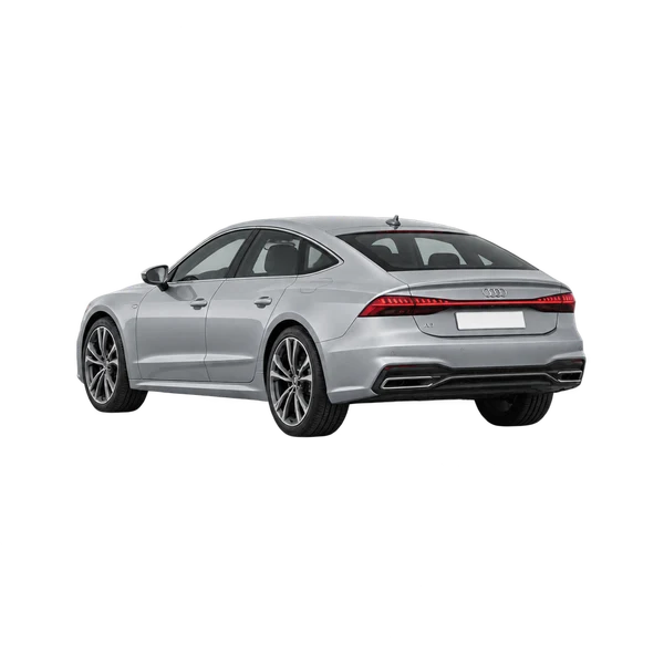 Audi A7 2026 argent, vue trois-quarts arrière (orienté vers la gauche)