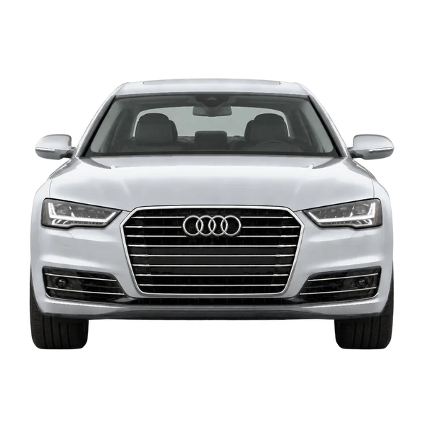 Audi A8 L 2017 باللون فضي، منظر أمامي