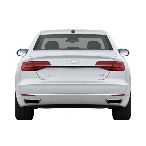 Audi A8 L 2017 باللون فضي، منظر من الخلف