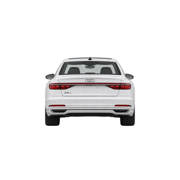2025 Audi A8 L in weiß, Ansicht: Heck