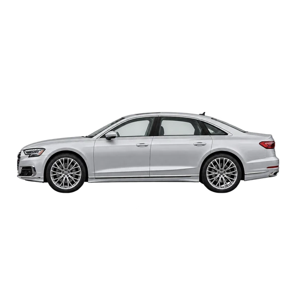 シルバーの2026 Audi A8 L（側面（左向き）ビュー）