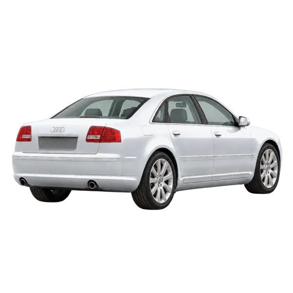 Audi A8 2007 prata, vista traseira três quartos (voltada para a direita)