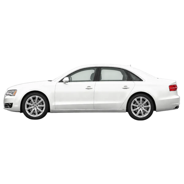 ホワイトの2018 Audi A8（側面（左向き）ビュー）
