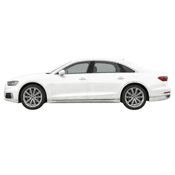 Audi A8 2024 blanc, vue côté (vers la gauche)