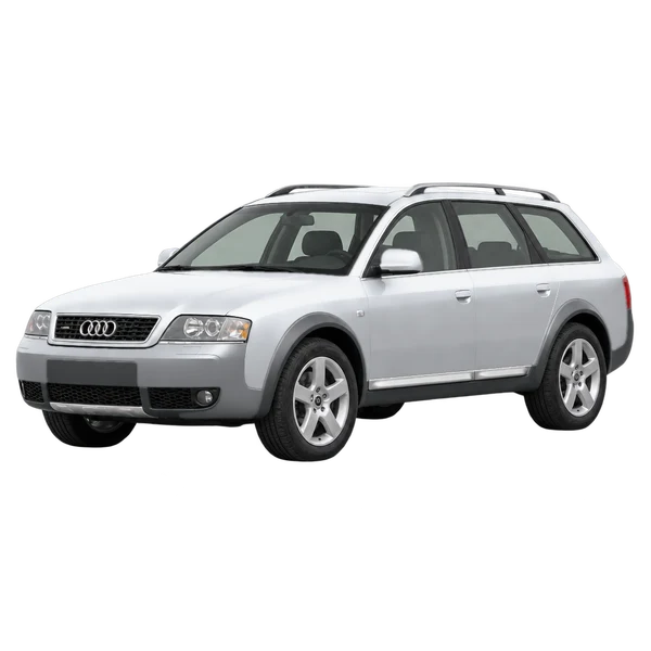 シルバーの2004 Audi allroad(フロントスリークォーター(左向き)ビュー)