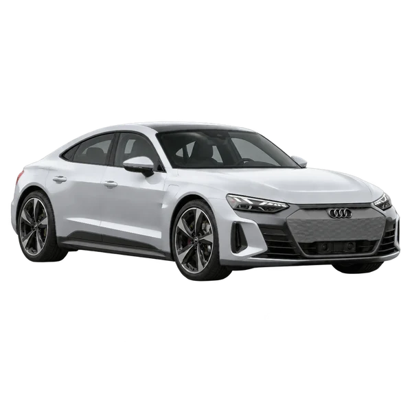 2021 Audi e-tron GT in Silber, Ansicht: Dreiviertelansicht vorne (nach links gerichtet)