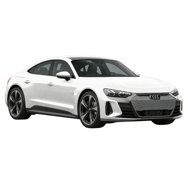 2021 Audi e-tron GT in weiß, Ansicht: Dreiviertelansicht vorne (nach links gerichtet)