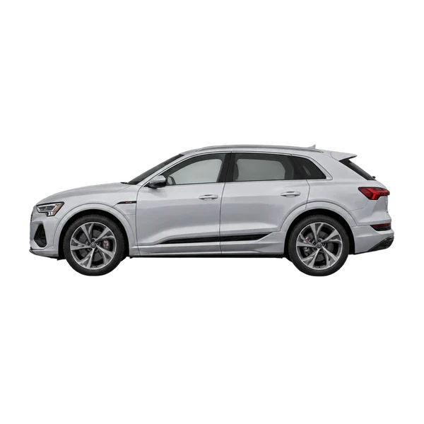 Audi E-Tron S 2022 prata, vista lateral (voltada para a esquerda)