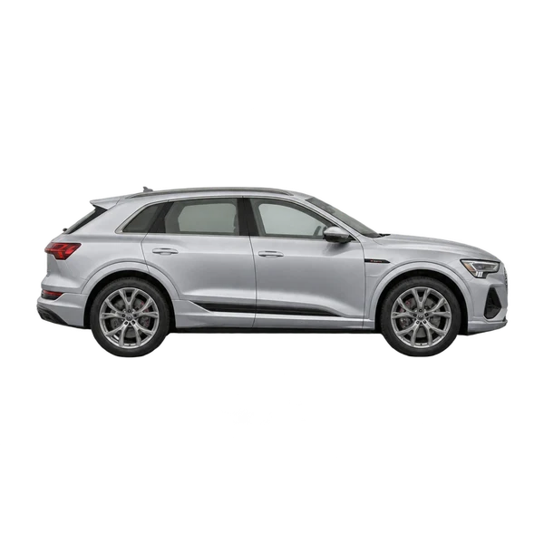 Audi E-Tron S 2022 prata, vista lateral (voltada para a direita)