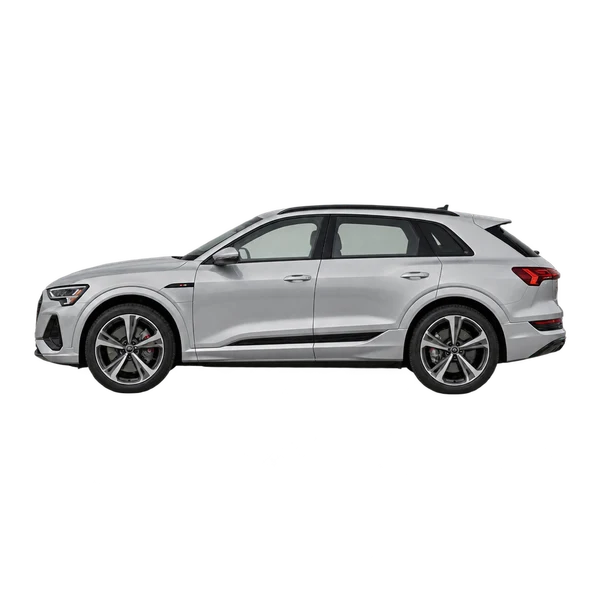 Audi E-Tron S 2023 prata, vista lateral (voltada para a esquerda)