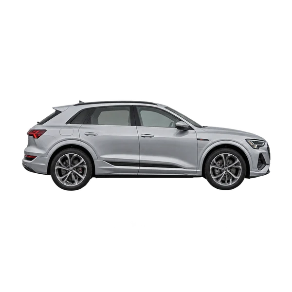Audi E-Tron S 2023 prata, vista lateral (voltada para a direita)