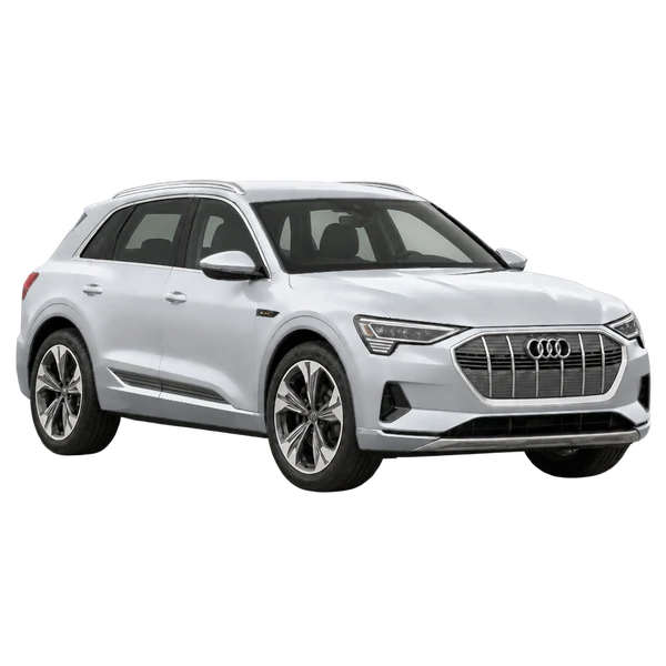 シルバーの2020 Audi e-tron（フロントスリークォーター（右向き）ビュー）
