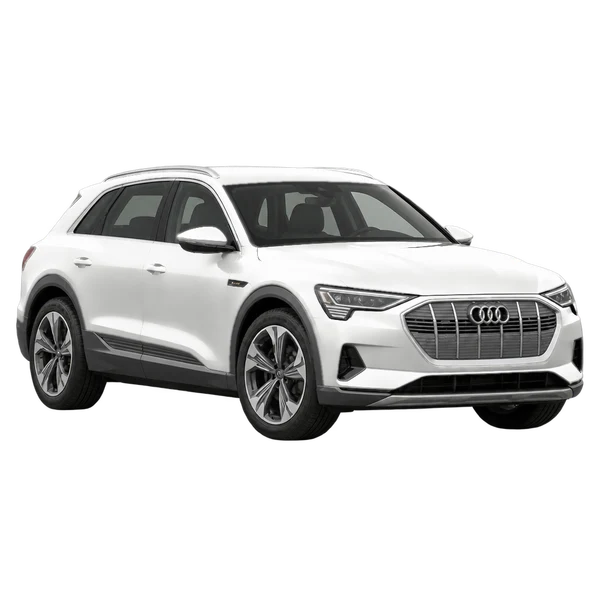 2021 Audi e-tron in weiß, Ansicht: Dreiviertelansicht vorne (nach links gerichtet)