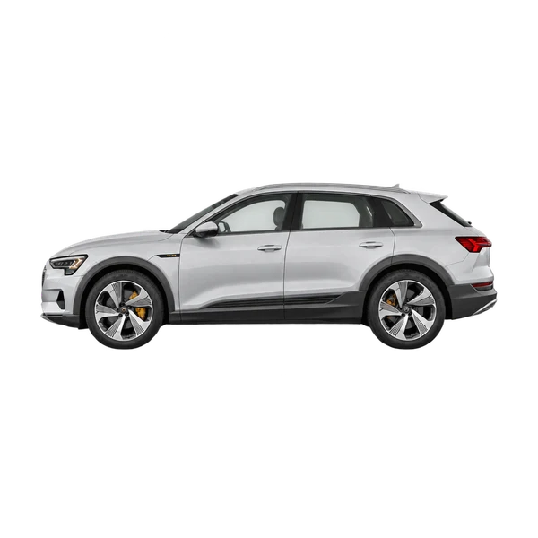 Audi e-tron 2023 argent, vue côté (vers la gauche)