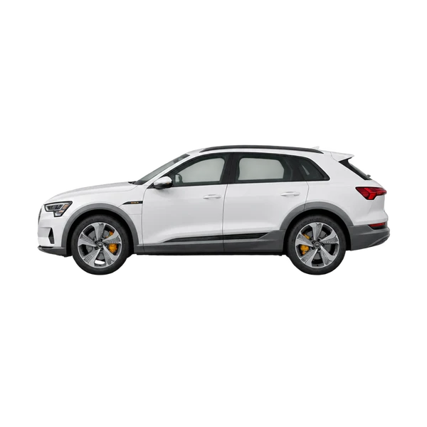 Audi e-tron 2023 blanc, vue côté (vers la gauche)