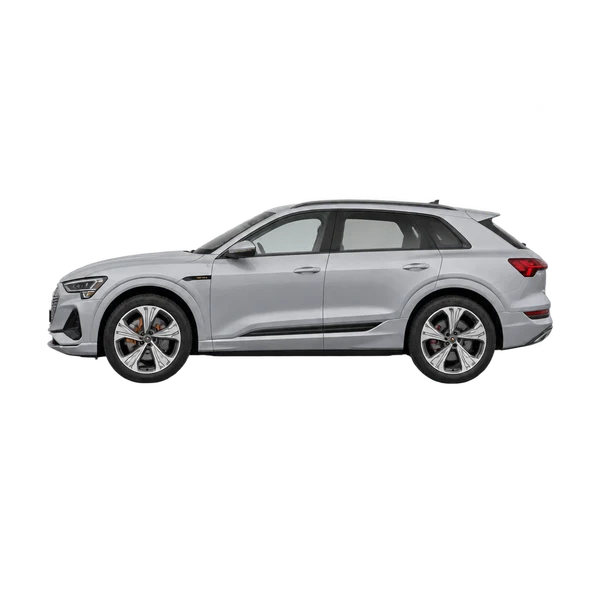 Audi e-tron 2025 prata, vista lateral (voltada para a esquerda)