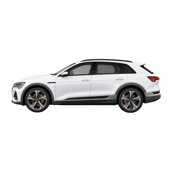 Audi e-tron 2025 branco, vista lateral (voltada para a esquerda)