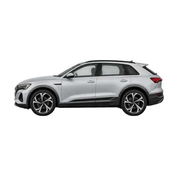 Audi e-tron 2026 prata, vista lateral (voltada para a esquerda)