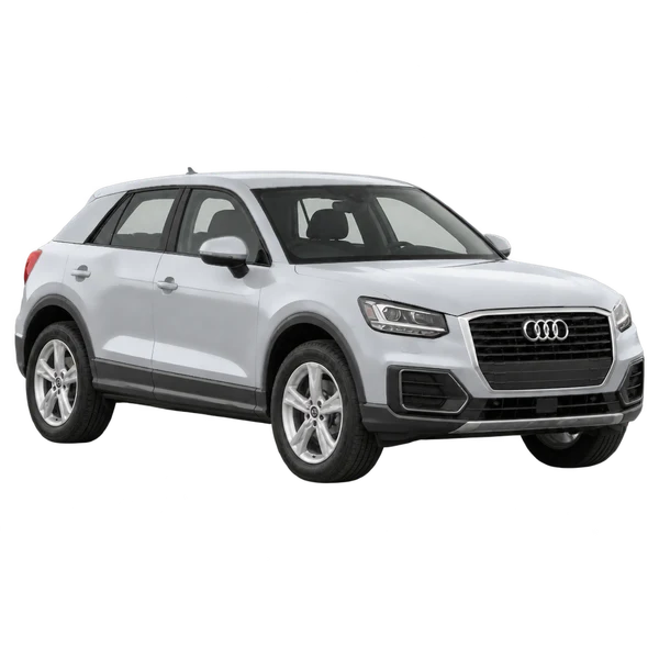 シルバーの2018 Audi Q2（フロントスリークォーター（右向き）ビュー）