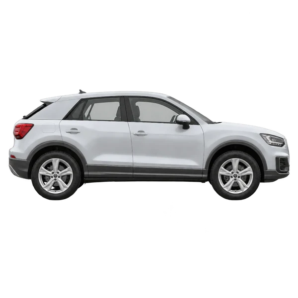 シルバーの2018 Audi Q2（側面（右向き）ビュー）