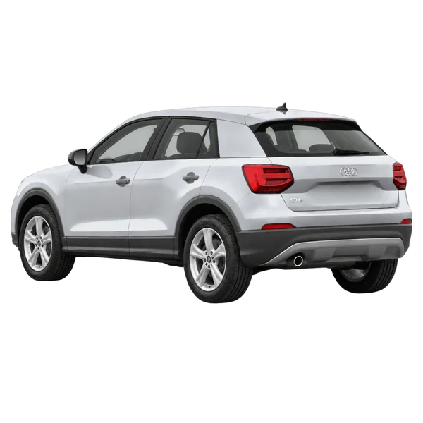 Audi Q2 2019 argent, vue trois-quarts arrière (orienté vers la gauche)