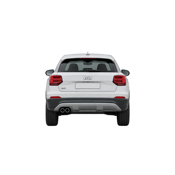 Audi Q2 2023 باللون أبيض، منظر من الخلف