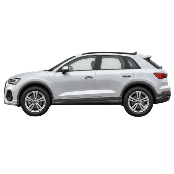 Audi Q3 Launch 2025 prata, vista lateral (voltada para a esquerda)