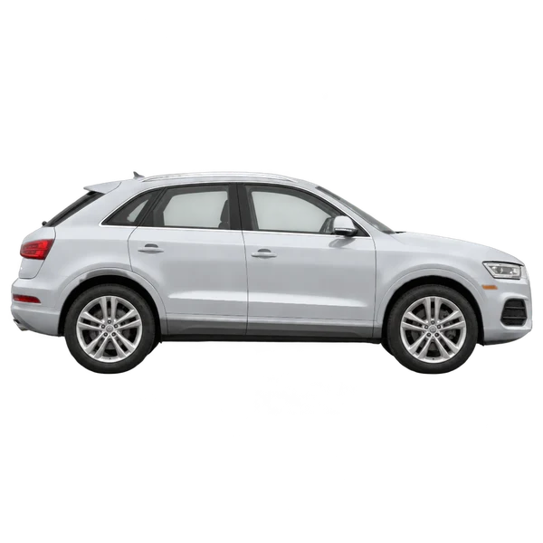 Audi Q3 2016 باللون فضي، منظر منظر جانبي (باتجاه اليمين)
