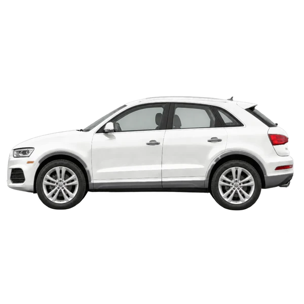 Audi Q3 2016 باللون أبيض، منظر جانبي (متجه إلى اليسار)