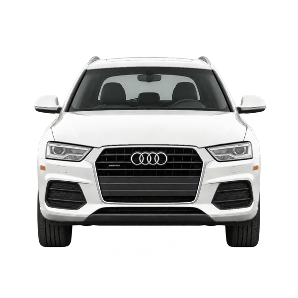 Audi Q3 2017 باللون أبيض، منظر أمامي