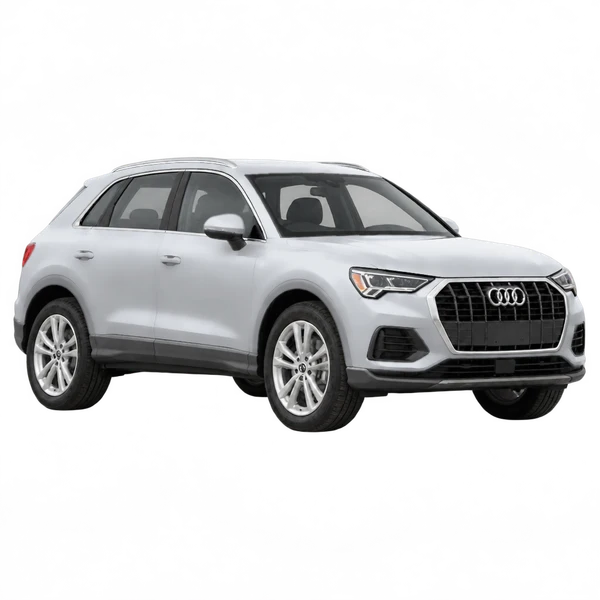 2025 Audi Q3 in Silber, Ansicht: Dreiviertelansicht vorne (nach rechts)