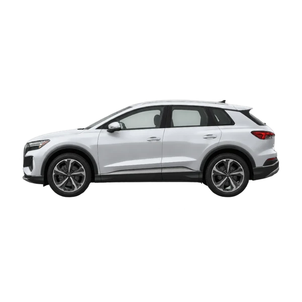 Audi Q4 35 E-Tron 2022 prata, vista lateral (voltada para a esquerda)