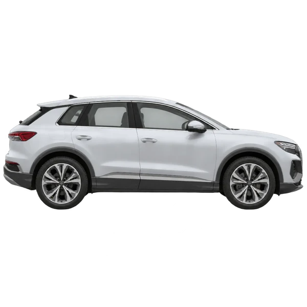 シルバーの2021 Audi Q4 e-tron（側面（右向き）ビュー）