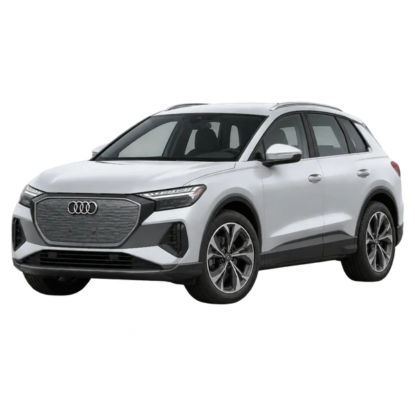 シルバーの2024 Audi Q4 e-tron（フロントスリークォーター(左向き)ビュー）
