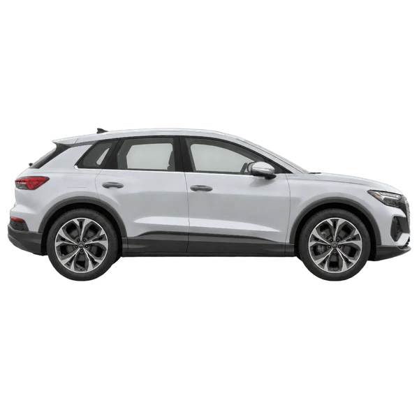 シルバーの2024 Audi Q4 e-tron（側面（右向き）ビュー）