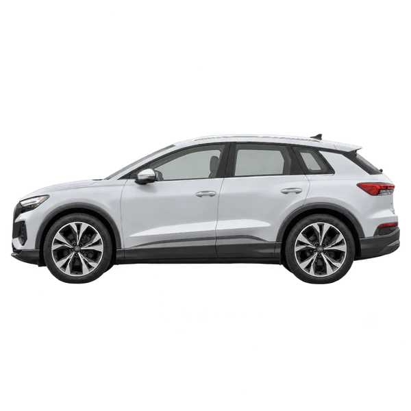 シルバーの2025 Audi Q4 e-tron（側面（左向き）ビュー）