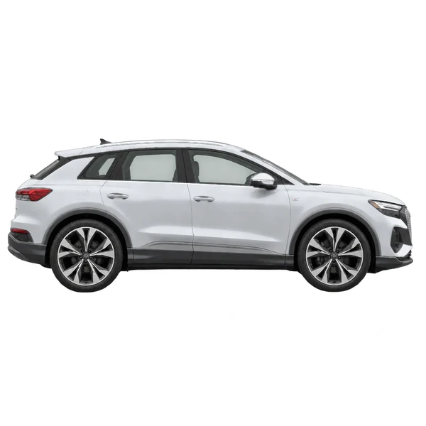 シルバーの2025 Audi Q4 e-tron（側面（右向き）ビュー）
