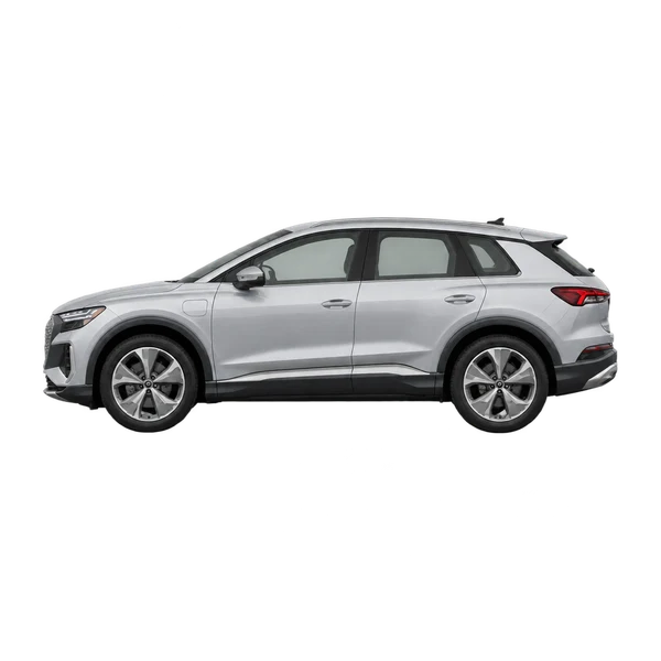 silver 2026 Audi Q4 e-tron side (facing left) view