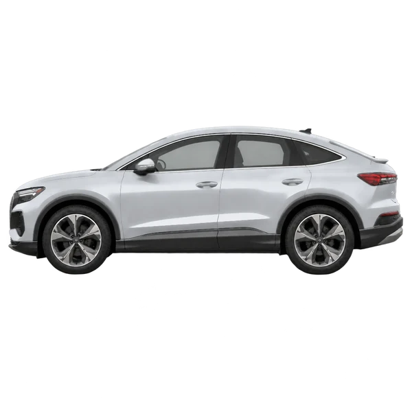 Audi Q4 Sportback E-Tron 2025 argent, vue côté (vers la gauche)