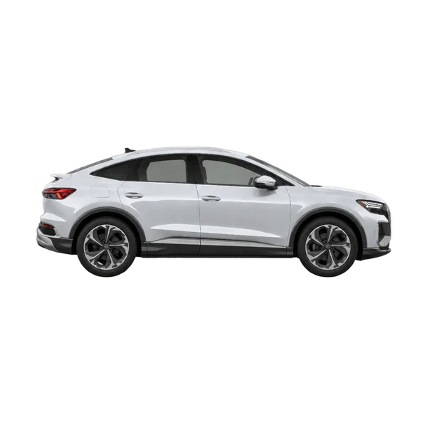 Audi Q4 Sportback E-Tron 2025 argent, vue profil (tourné vers la droite)