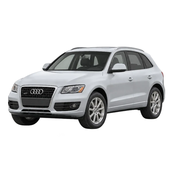 Audi Q5 2012 باللون فضي، منظر منظر أمامي بزاوية ثلاثة أرباع (متجه لليسار)