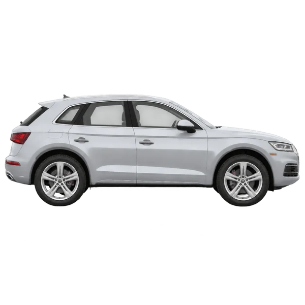 シルバーの2019 Audi Q5（側面（右向き）ビュー）