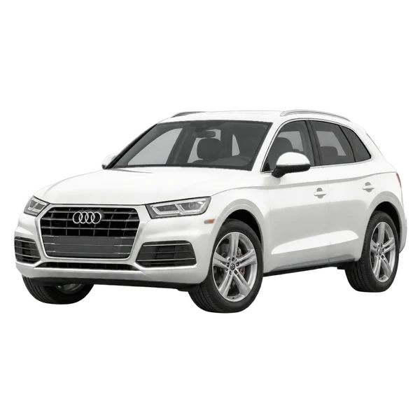 ホワイトの2019 Audi Q5（フロントスリークォーター(左向き)ビュー）
