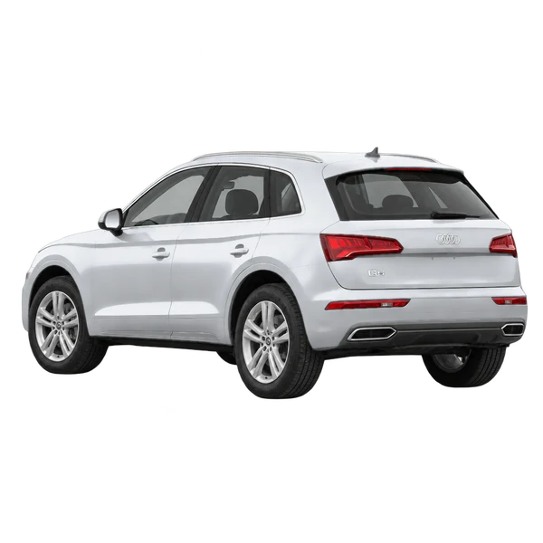 silver 2020 Audi Q5 rear three-quarter (facing left) view