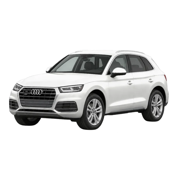white 2020 Audi Q5 front three-quarter (facing left) view
