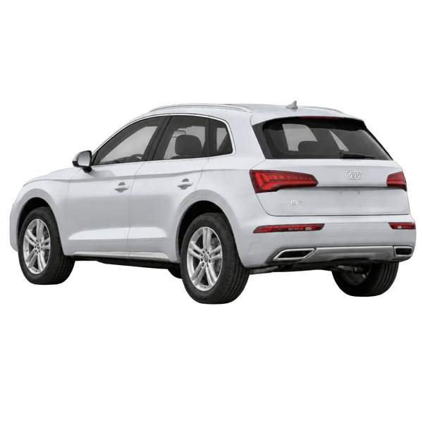 silver 2021 Audi Q5 rear three-quarter (facing left) view