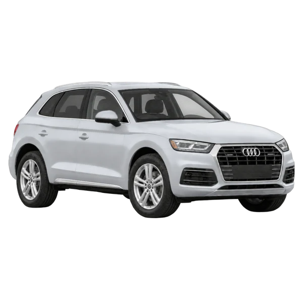 Audi Q5 2022 باللون فضي، منظر زاوية ثلاثة أرباع أمامية (باتجاه اليمين)